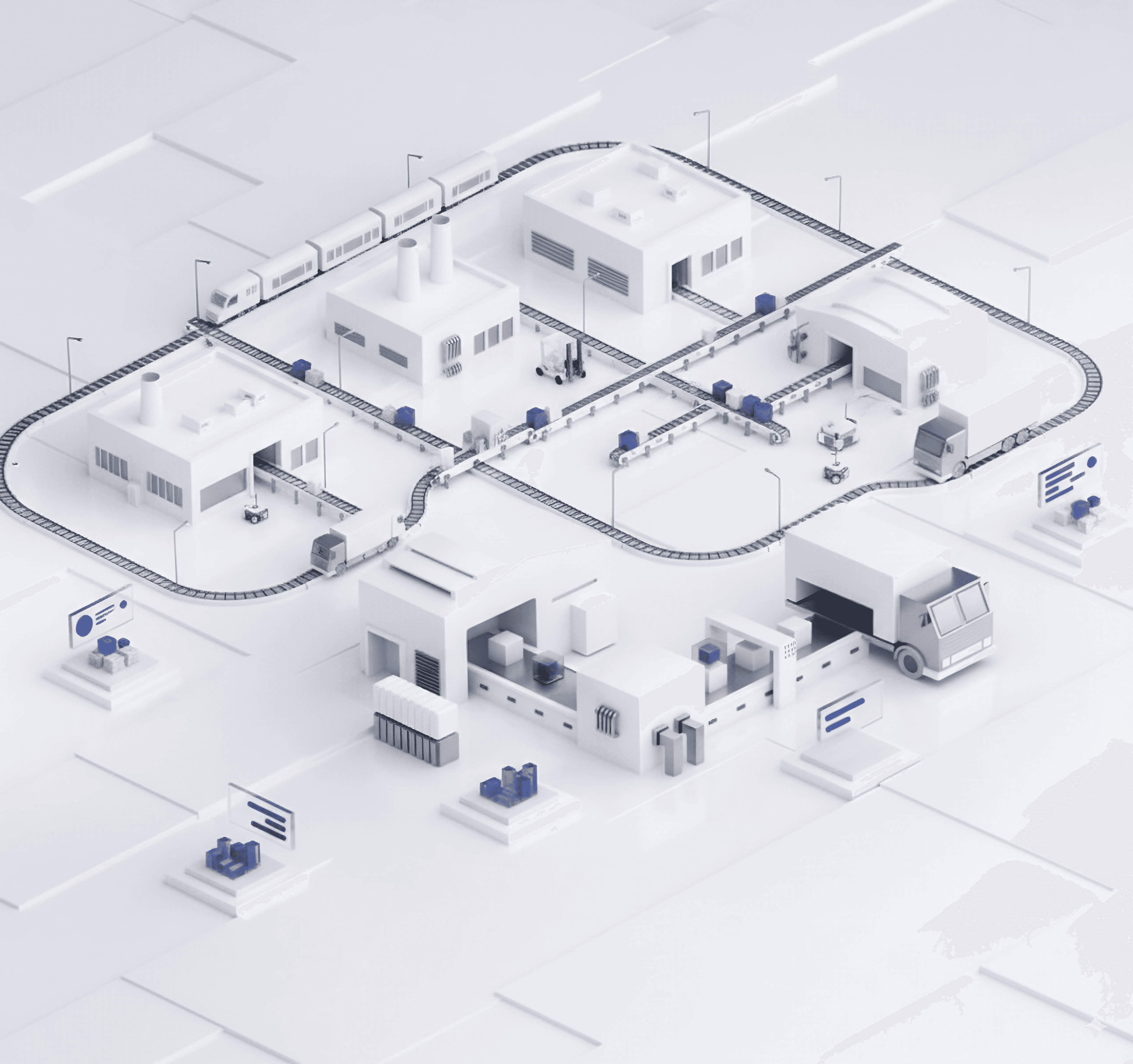3D 아이소메트릭 공장/물류 일러스트레이션